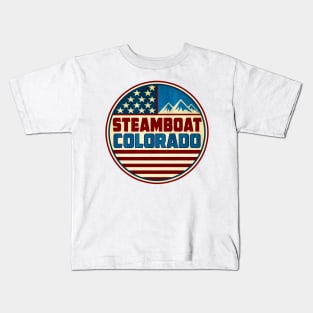 Steamboat Springs Colorado Skiing Red White Blue Mountains Kids T-Shirt